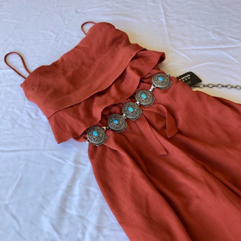 NWOT One Clothing Wide Leg Cropped Jumpsuit in Rust.